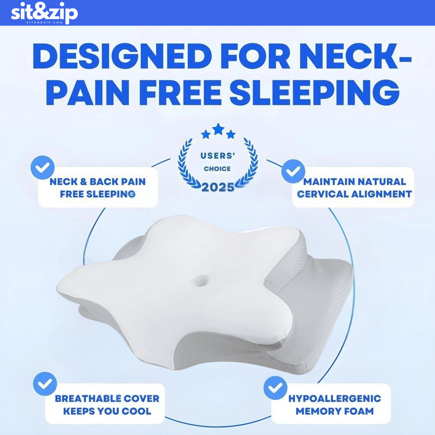 Sit&Zip® Contour Pillow 2.0 : Elevated & Enhanced Thickness