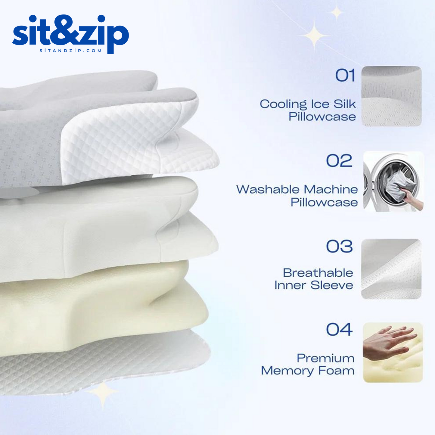 Sit&Zip® Contour Pillow 2.0 : Elevated & Enhanced Thickness